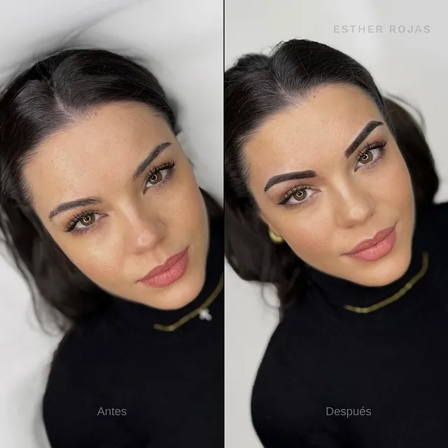 antes y después de un rostro de una chica