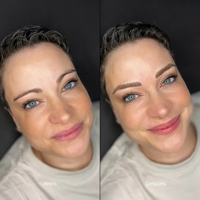 antes y después de un rostro de una chica